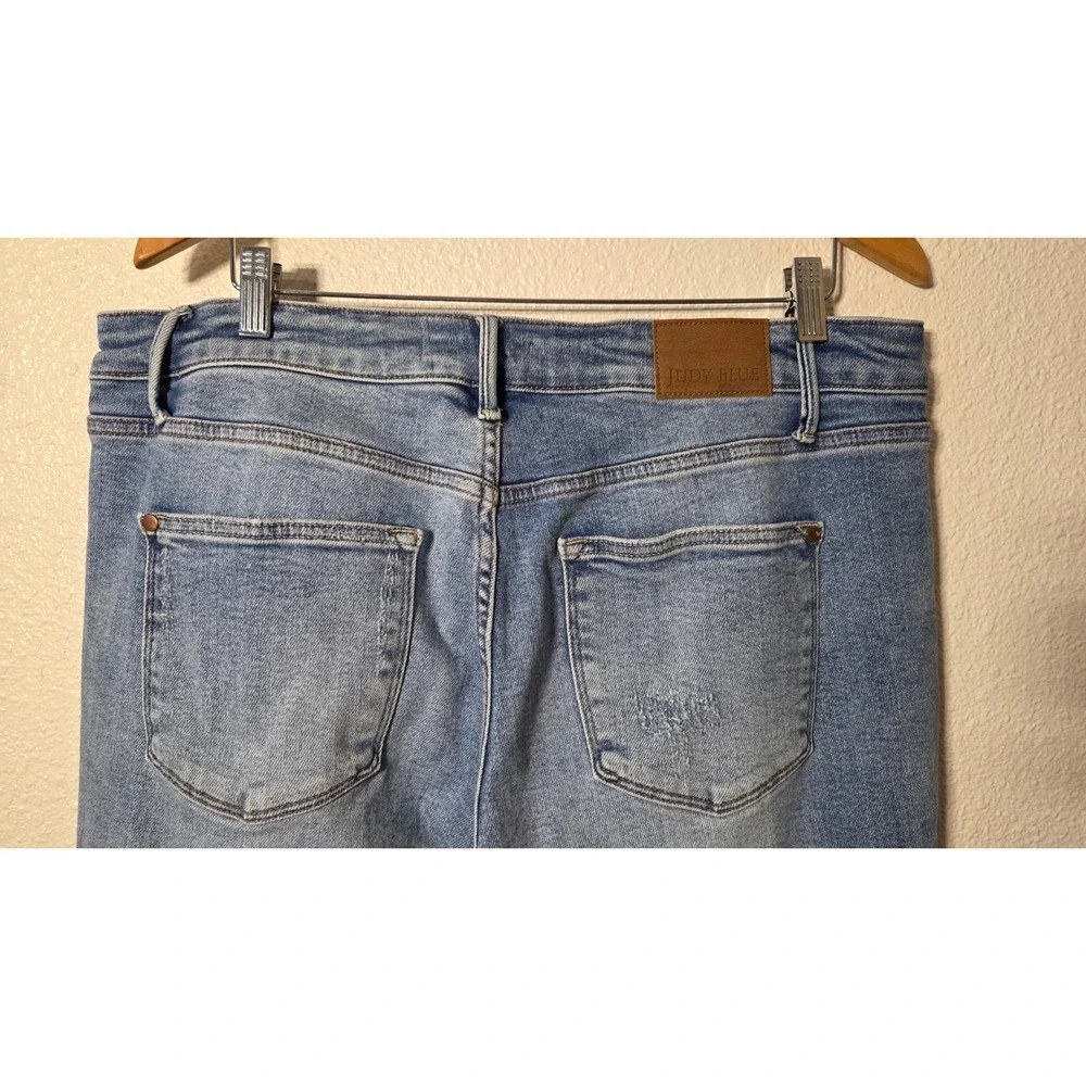Judy Blue Distressed Boyfriend Jeans Womens 16W High Rise Raw Hem Stretch